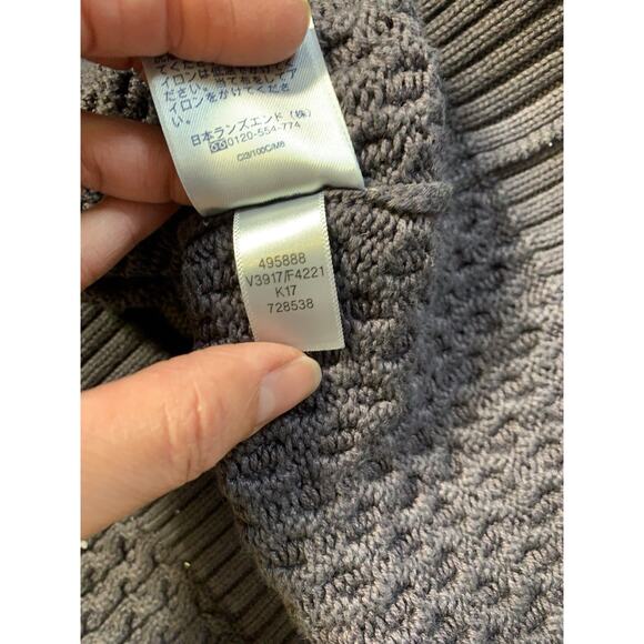 Lands' End Women Small Navy Blue Cable Knit chunky Sweater Cotton Heavy Knit M - Picture 6 of 6